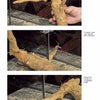 Three photos from "Tom Wolfe Carves Spirit Canes" by Schiffer Publishing, Ltd. show a hand holding a gnarled root and the root being sawn and trimmed on a workbench—ideal steps for cane carving.