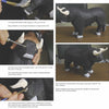 Step-by-step images from "Carving a Bull Fighter & the Bull" by Schiffer Publishing, Ltd. show painting details on a black bull carving, including its tail, eyes made with a hole punch, white horns, and a bullfight-inspired finish.