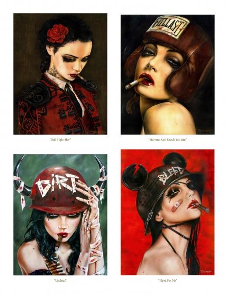 A collage of women in various poses, inspired by the Lowbrow Tarot deck from Schiffer Publishing, Ltd. and the creativity of Lowbrow Art Movement tarot artists.