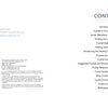 An open book, "Crystal Rhythms" by Schiffer Publishing, Ltd., shows a dedication on the left page and a table of contents on the right with chapters like crystal healing and chakras, all in a clean layout with ample white space.