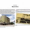 A page from St. Petersburg by Schiffer Publishing, Ltd. displays Chapter Eleven: Beach Drive, featuring a color photo of a modern street-corner building and a vintage sepia photo reminiscent of collectible postcards.