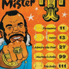 An illustrated "I Pity the Dolls" poster by Schiffer Publishing, Ltd. shows Mr. T with his fist forward and gold rings. Spanish text reads “El anillo de Mister T,” with a tracklist on a bright orange background—great for Mr. T fans and modern folk art lovers.