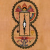 Falnama by Schiffer Publishing, Ltd. is an ornate tarot card inspired by Falnama oracles, featuring a white-faced figure, angel wings, flames, a rainbow, sword above, cup, key, flowers, and abstract designs below on a tan background.