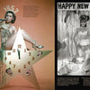 On the left, a woman in sparkles sits on a star-shaped 1953 clock, while on the right, another stands in a glittering dress under "Happy New Year"—from "Hollywood Celebrates the Holidays" by Schiffer Publishing, Ltd.