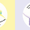Two circular images: Left—a polar bear dances under trees. Right—he naps beneath purple icicles. Captions playfully hint at both poles, introducing "Bipolar Bear" by Schiffer Publishing, Ltd., a children's story about mental health.