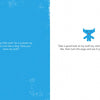 A blue page with text about a missing plush wolf from "Where Is My Stuffed Animal?" by Schiffer Publishing, Ltd. sits next to a white page featuring a simple blue cartoon wolf and instructions for kids to memorize him for the book's adventure.