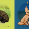 In "P Is for Puffin" by Schiffer Publishing, Ltd., a spiny echidna sits on grass with an acorn, while a fennec fox and a pink fairy armadillo, both endangered, appear on sand in this engaging alphabet book.