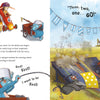In "The Grumbletroll . . . Wants to Be First!" by Schiffer Publishing, Ltd., animals in soapbox cars race as the Grumbletroll speeds ahead, splashing mud, while excited animals cheer and banners celebrate racing and sportsmanship.