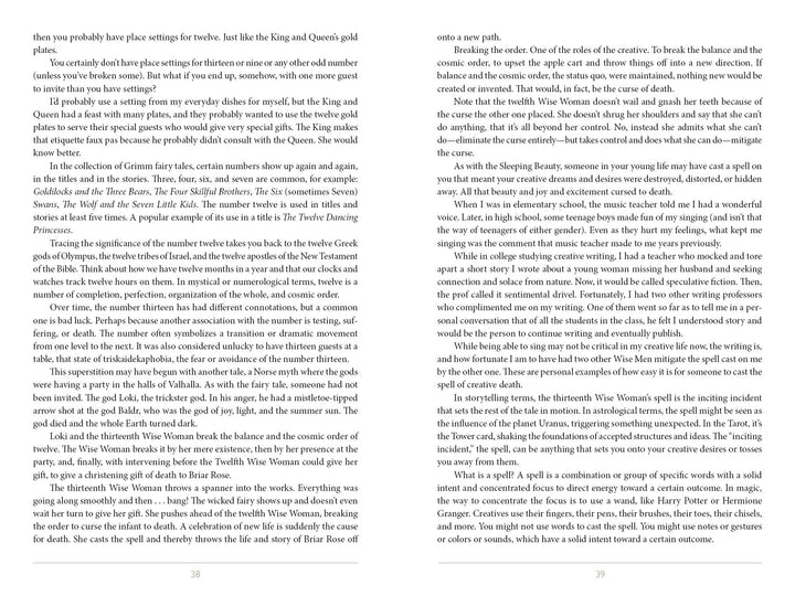 Enchanting Creativity by Schiffer Publishing, Ltd. features open pages 38 and 39, filled with classic fairy tale-style text—no images—perfect for sparking artistic inspiration.