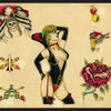 The Original Tattoo Flash of John W. Harden by Schiffer Publishing, Ltd. showcases hand-painted vintage designs like a pin-up woman in black lingerie and a winged skull with “Live or Die” banner, inspired by legend John Wesley Harden.
