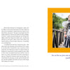 A young person smiles at the camera while holding a tripod on a wooden bridge, framed by green trees and a yellow border—reflecting the uplifting spirit of "Reasons to Smile, 2nd Edition" from Schiffer Publishing, Ltd.