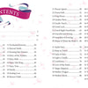 Table of contents for the Dream Your Joy Oracle Cards book by Schiffer Publishing, Ltd., with a pink ribbon "CONTENTS" banner and dandelion seed motif. Lists 59 card names and page numbers, ideal for affirmation or meditation decks.