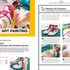 A magazine spread from Schiffer Publishing, Ltd.'s "How to Customize Kicks" showcases a case study on sneaker art with step-by-step photos, text instructions, and hands painting and masking off white and red Nike Air Jordan 1s.
