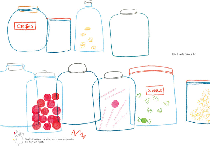 A row of hand-drawn jars filled with colorful candies inspires creative fun—perfect for kids’ crafts! From Schiffer Publishing, Ltd., the "Finger Painting with Lili Activity Book" invites little artists to imagine: Can I taste them all?.
