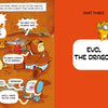 A page from "The Golden Dragon" by Schiffer Publishing, Ltd. shows animal friends playing a board game in a cave; the Golden Dragon shouts, “I win!” and the others debate, leading to “Part Three: Evo, the Dragon.”.