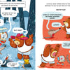 In "Paolo, the Sheepdog" by Schiffer Publishing, Ltd., a bear, a mouse, and Paolo the sheepdog stand in the rain. The mouse reveals their plan to destroy a corral, while the bear roars and Paolo, frightened, runs away.