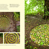 Land Art by Schiffer Publishing, Ltd. features spiral designs made from green and yellow leaves on the forest floor and wood, highlighting nature art. Close-up images display intricate leaf details and the creation process.