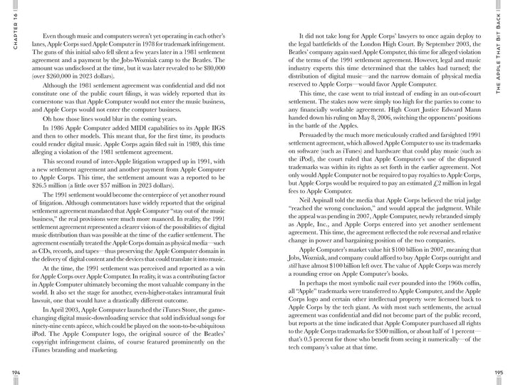 Pages 194–195 of The Beatles: Fab but True (Schiffer Publishing, Ltd.) feature text on Applesoft BASIC, Apple Computer's late-1970s legal issues, hardware/software development, copyright lawsuits with Microsoft, and Beatles stories.